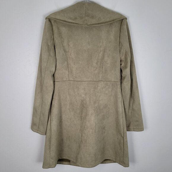 Solitaire Faux Suede Jacket Coat Stretch Green Size M NWT - Picture 4 of 16